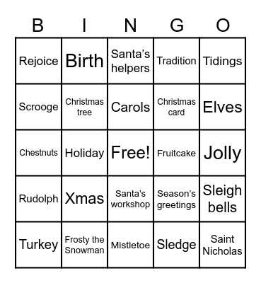 Xmas Bingo Card