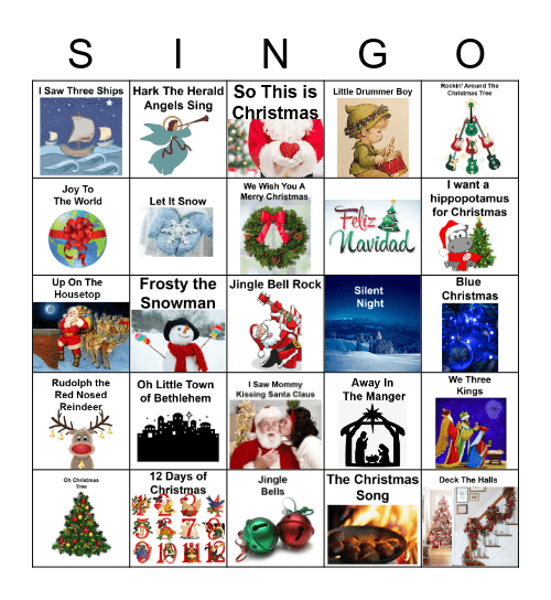 Fairfield Carol Bingo Card