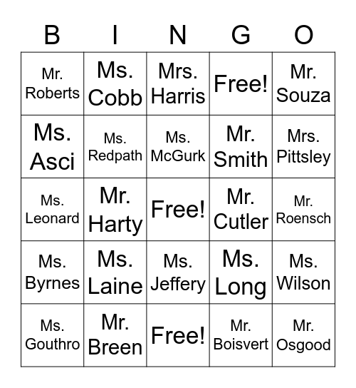 Teacher Trivia! Bingo Card
