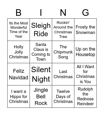Christmas Music Bingo Card