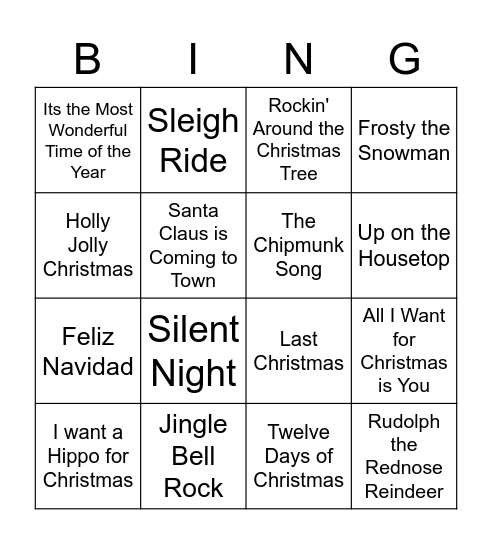 Christmas Music Bingo Card