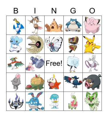 Pokemon Bingo Card