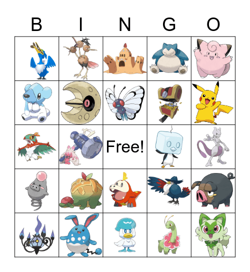 Pokemon Bingo Card