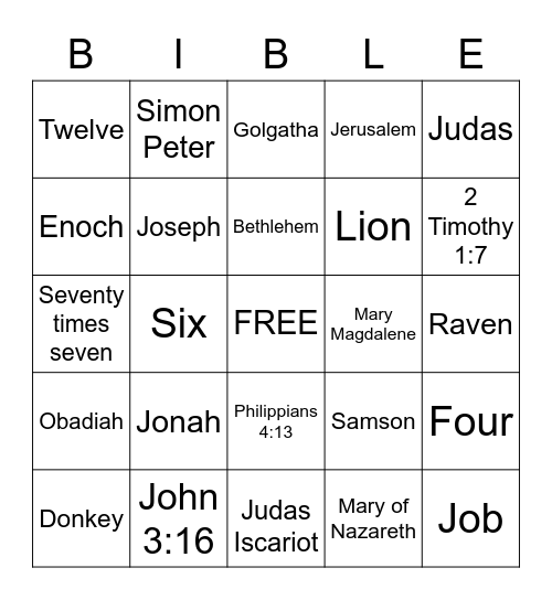 Bible Bingo Card