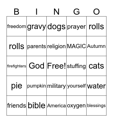 Victoria Bingo Card