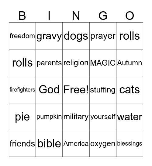 Victoria Bingo Card