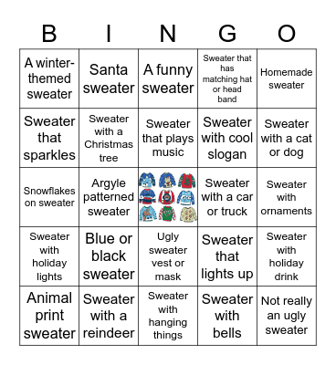 Ugly Sweater BINGO Card