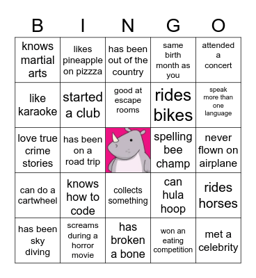 Ice Breaker Bingo Card