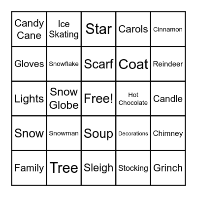 Holiday Bingo! Bingo Card