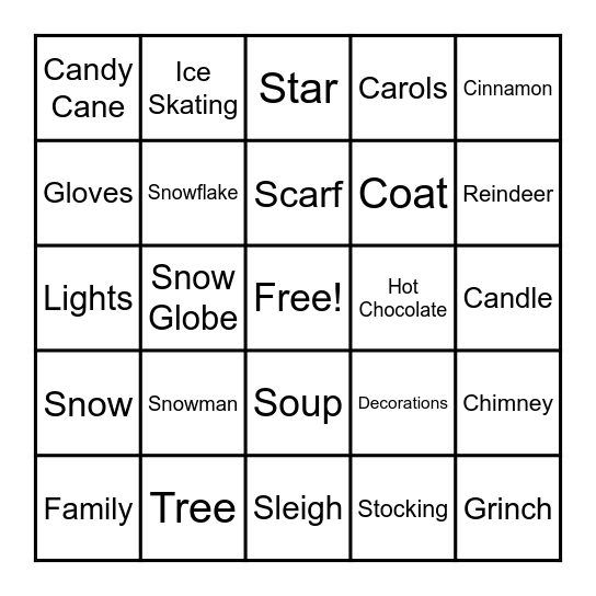 Holiday Bingo! Bingo Card