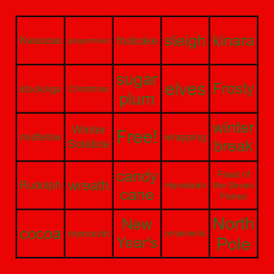 DECEMBER HOLIDAY BINGO Card