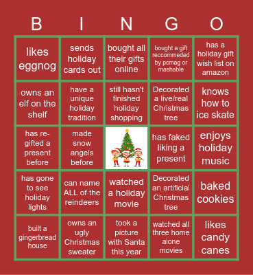 Virtual Holiday Bingo Card