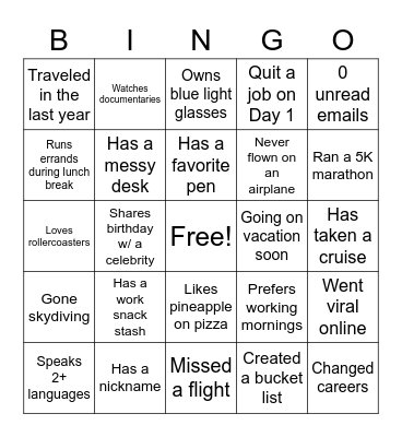 Team OverUnder Bingo Card