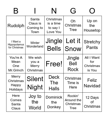 Christmas Carol BIngo 2022 Bingo Card