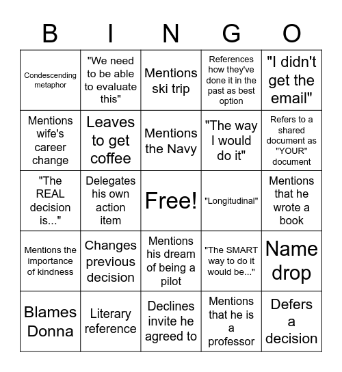 Ethan Bingo Card