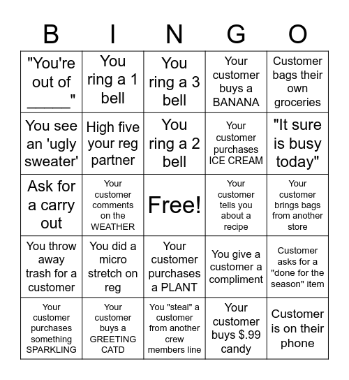 TJ'S REGISTER BINGO Card