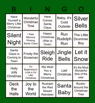 Christmas Music Bingo Card