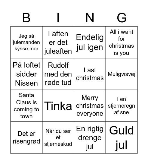 Julemusik bingo Card