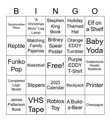 EDDY Holiday Bingo Card