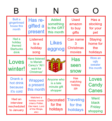 TC Holiday Bingo Card