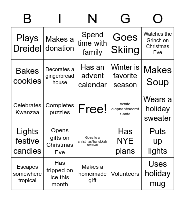 Holiday Bingo! Bingo Card