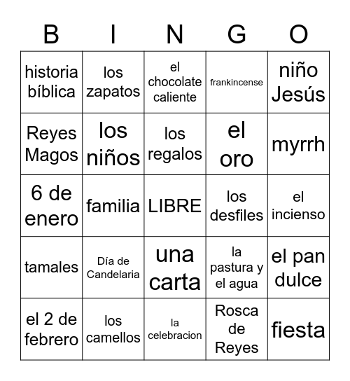 DIA DE REYES MAGOS Bingo Card