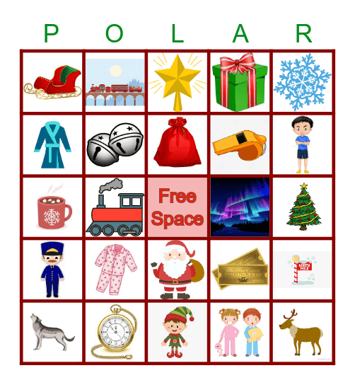 Polar Express Bingo Card