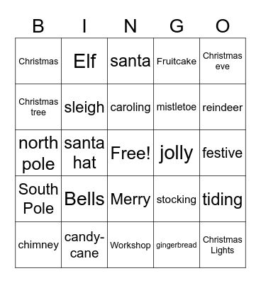 Chistmas Bingo Card