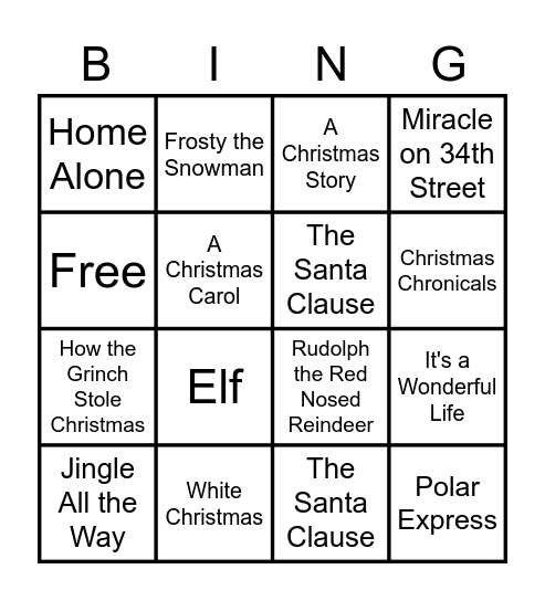 Christmas Bingo Card