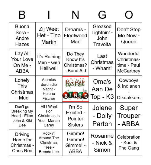 Kerst Bingo met Familie Feijen Bingo Card