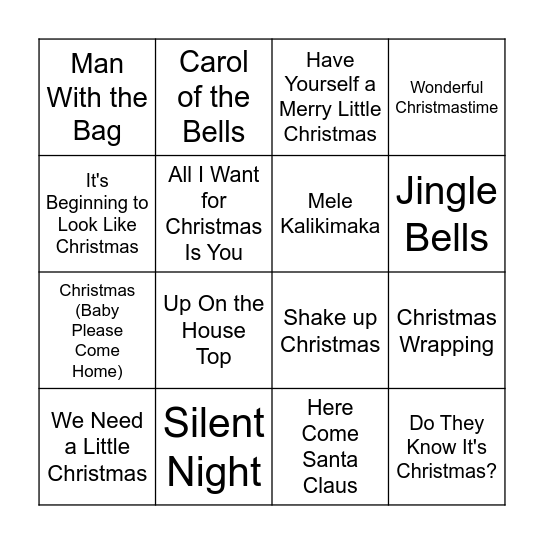 Merry Christmas II Bingo Card