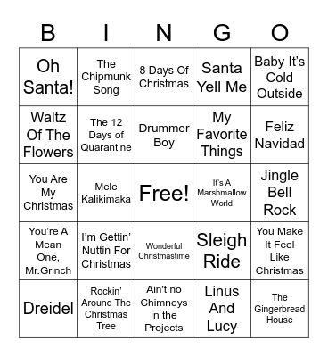 Holiday Bingo Card