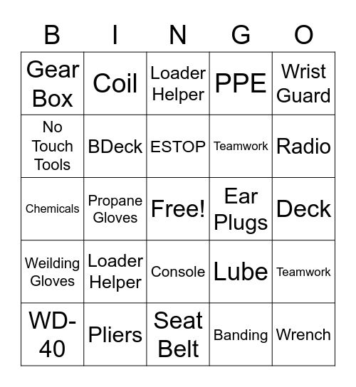 Verco Deck Bingo Card