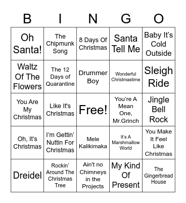 Holiday Bingo Card