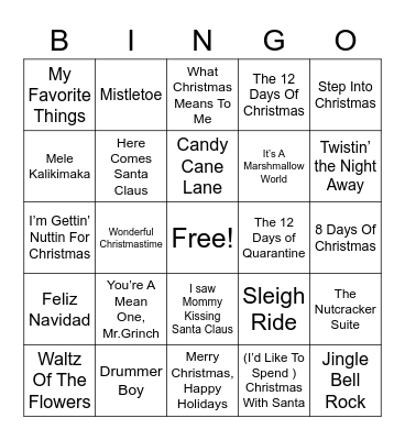 Holiday Bingo Card