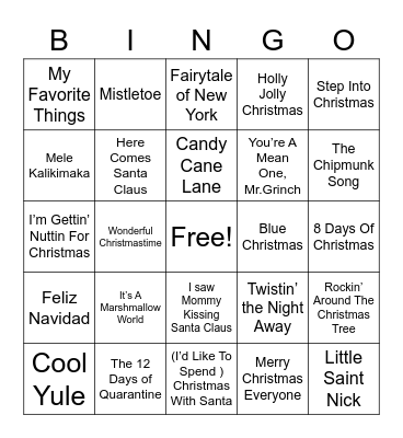 Holiday Bingo Card