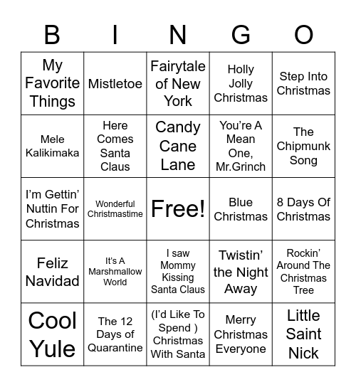 Holiday Bingo Card