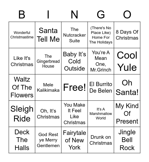 Holiday Bingo Card