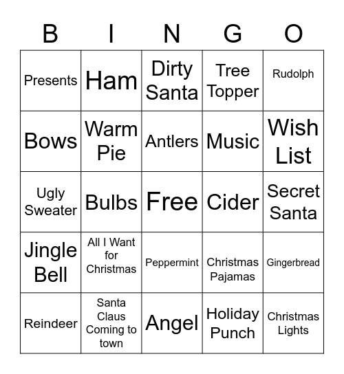 Christmas Bingo Card