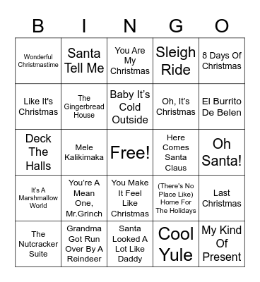 Holiday Bingo Card