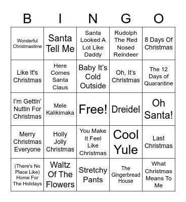 Holiday Bingo Card