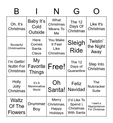 Holiday Bingo Card