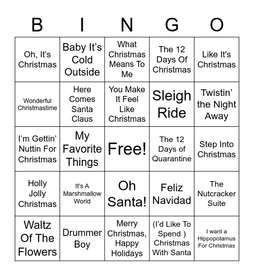 Holiday Bingo Card