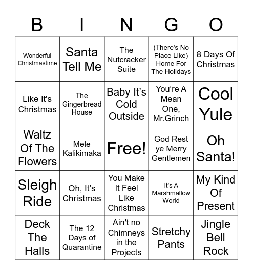 Holiday Bingo Card