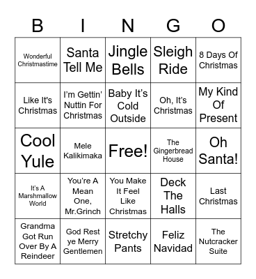 Holiday Bingo Card