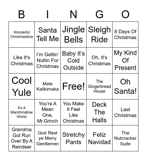 Holiday Bingo Card