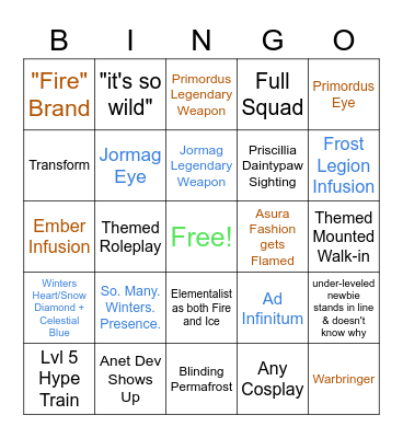 Fire & Ice Bingo Card