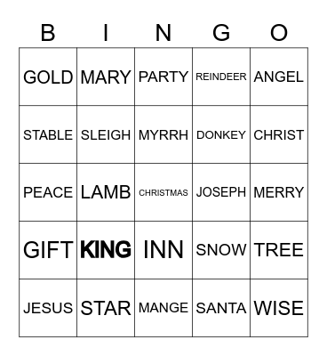 Christmas Party Bingo Card