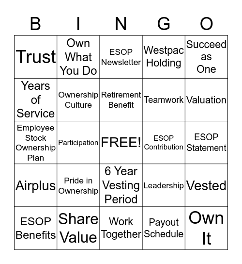 ESOP Bingo Card