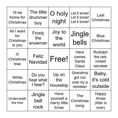 Christmas Music Bingo 🎄🎄 Bingo Card